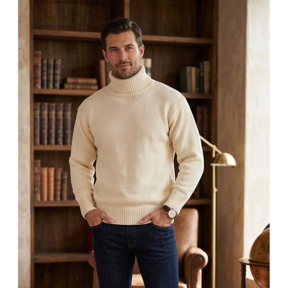 Vintage Niffi The Nautical Range Turtleneck Wool Sweater England Men's Size M?